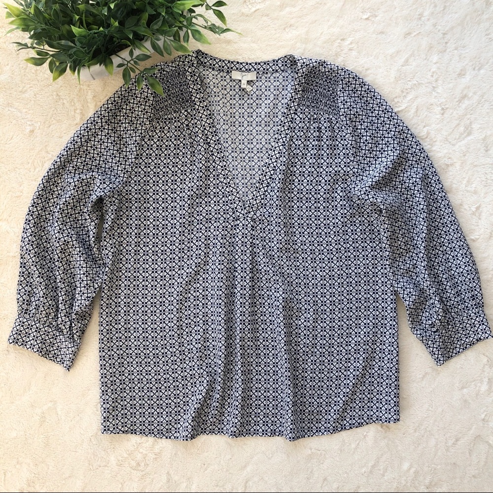 Joie blue gray silk tunic ruched blouse